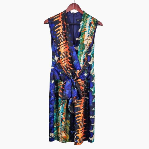Ellen Tracy Women’s Dress Tropical Print Statement Dress Faux Wrap Midlength 12 - Picture 1 of 11
